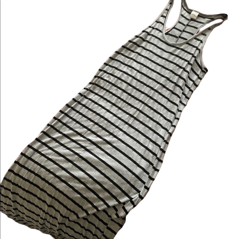 Black and Gray striped maxi dress